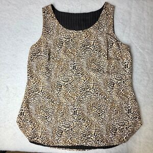 Chico's Reversible Top Chico's Size 1 M 8/10 Leopard Black Striped Sleeveless